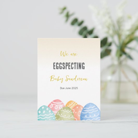 Zwangerschapsaankondiging Kaart, Eggspecting Aankondigingskaart (Staand voorkant)