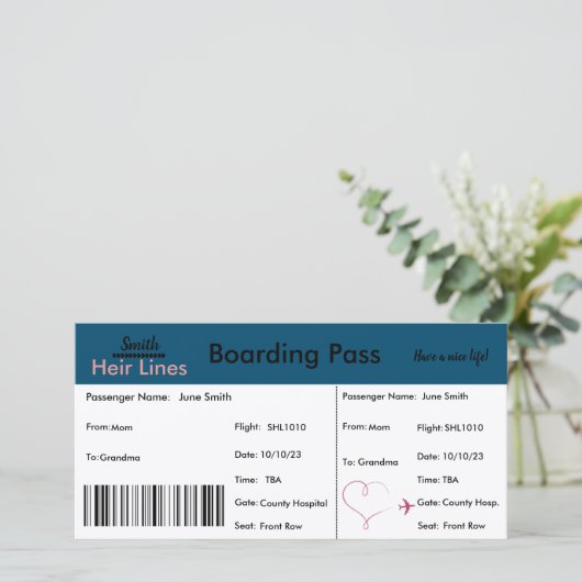 Zwangerschapsaankondiging Kaart reizen thema (Staand voorkant)