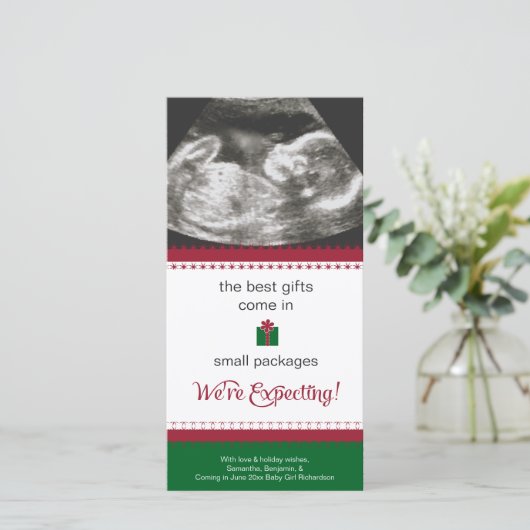 Zwangerschapsaankondiging Kerst Kaart (Staand voorkant)