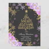 Zwangerschapsaankondiging Kerst Kaart Bloemen Lijs (Voorkant / Achterkant)