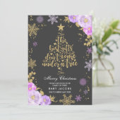 Zwangerschapsaankondiging Kerst Kaart Bloemen Lijs (Staand voorkant)