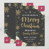 Zwangerschapsaankondiging Kerst Kaart Bloemen Lijs (Voorkant / Achterkant)