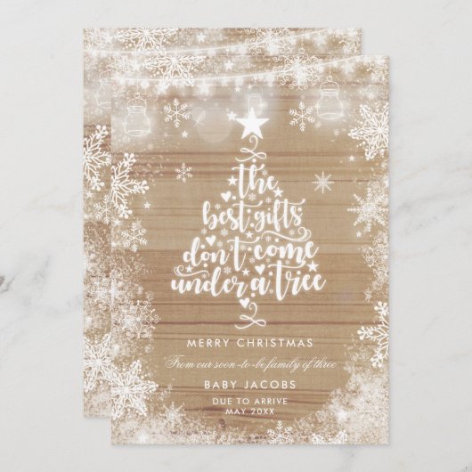 Zwangerschapsaankondiging Kerst Kaart Rustiek Lijs (Voorkant / Achterkant)