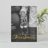 Zwangerschapsaankondiging Kerst Wenskaart Folie Feestdagenkaart (Staand Voorkant)