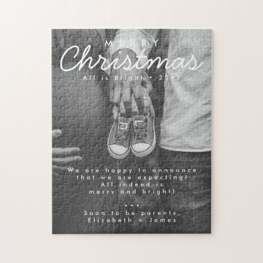 Zwangerschapsaankondiging Kerstfoto Legpuzzel (Verticaal)