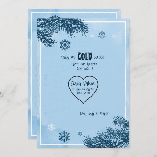 Zwangerschapsaankondiging koude winter aankondiging (Voorkant / Achterkant)