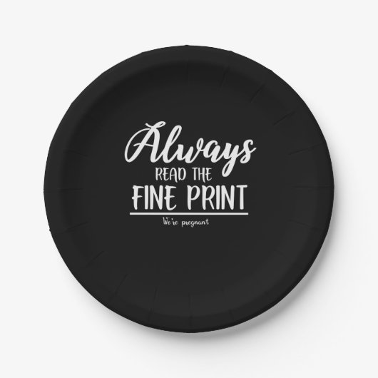 Zwangerschapsaankondiging Lees de fijne afdruk Papieren Bordje (Voorkant)