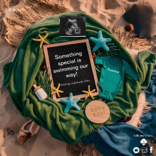Zwangerschapsaankondiging met zeethema  feestdagenkaart