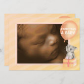 Zwangerschapsaankondiging oranje koala kaart (Voorkant / Achterkant)