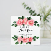 Zwangerschapsaankondiging - Pink Gerbera Daisy Bedankkaart (Staand voorkant)