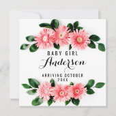 Zwangerschapsaankondiging - Pink Gerbera Daisy Bedankkaart (Voorkant)