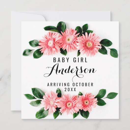 Zwangerschapsaankondiging - Pink Gerbera Daisy Bedankkaart (Voorkant)