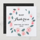 Zwangerschapsaankondiging - Pink Greenery Wreath Bedankkaart (Voorkant / Achterkant)