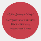 Zwangerschapsaankondiging! Ronde Sticker (Voorkant)
