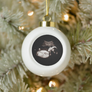 Zwangerschapsaankondiging Sonogram echografie Foto Keramische Bal Ornament