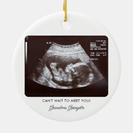 Zwangerschapsaankondiging Sonogram Grandma Keepsak Keramisch Ornament (Achterkant)