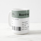 Zwangerschapsaankondiging vliegticket neutraal koffiemok (Voorkant links)