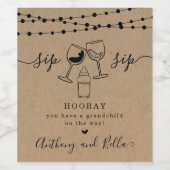 Zwangerschapsaankondiging voor de grootouders om t wijn etiket (Enkel label)
