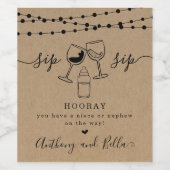 Zwangerschapsaankondiging voor de Tante & Oom te z Wijn Etiket (Enkel label)