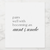 Zwangerschapsaankondiging voor tante en oom wijn etiket (Enkel label)