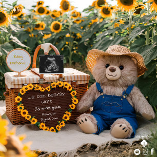 Zwangerschapsaankondiging Zonnebloem knuffel baby  Kaart