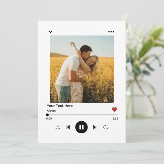 Zwangerschapsaankondigingskaart met foto van liedj kaart (Staand voorkant)