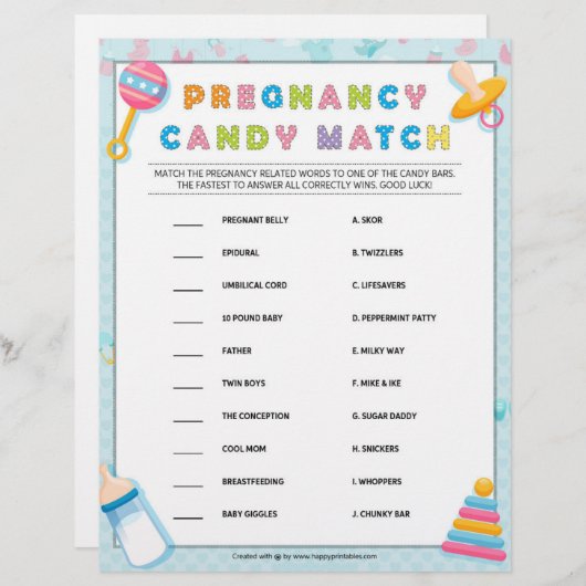 Zwangerschapsafstand [Baby Basics Blue] Briefhoofd (Voorkant / Achterkant)