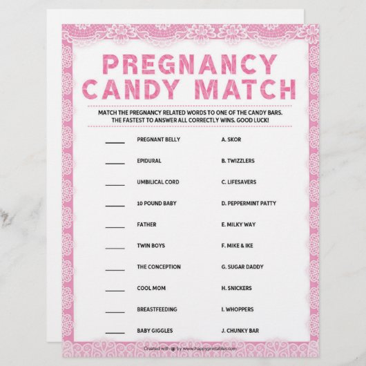 Zwangerschapsafstemming [Luxe kant [roze] Snoep] Briefhoofd (Voorkant / Achterkant)