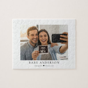 Zwangerschapsfoto-aankondiging Baby Naam Verwachti Legpuzzel