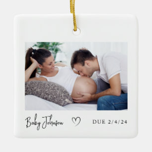 Zwangerschapsfoto Hart Baby Verwacht 2024 Keramisch Ornament