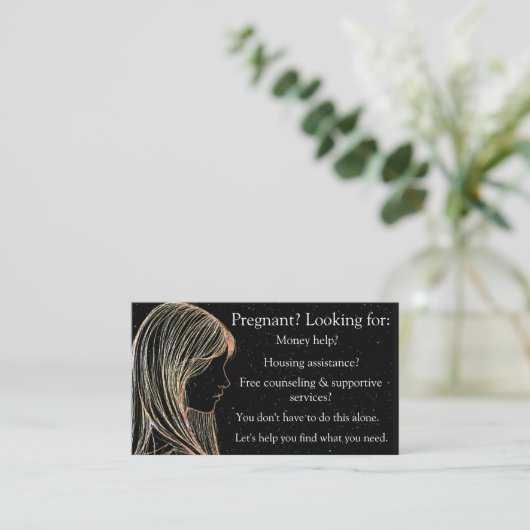 Zwangerschapshulp en na abortus informatiekaart contactkaartje (Staand voorkant)