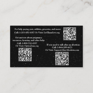 Zwangerschapshulp en na abortus informatiekaart contactkaartje