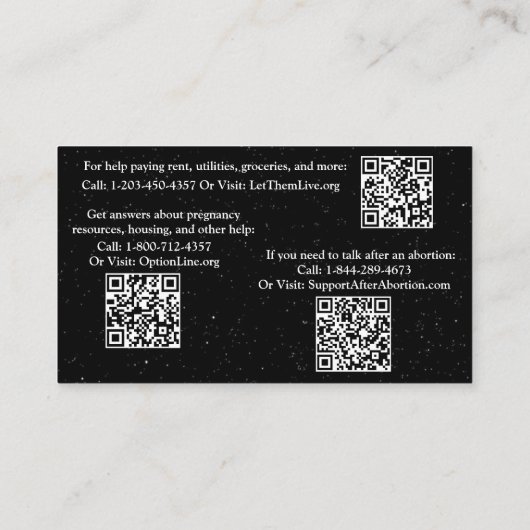 Zwangerschapshulp en na abortus informatiekaart contactkaartje (Achterkant)