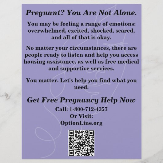Zwangerschapshulp/Vluchtfolder na abortuszorg Flyer (Voorkant)