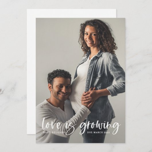 Zwangerschapskaart | Liefde groeit Aankondiging (Voorkant / Achterkant)