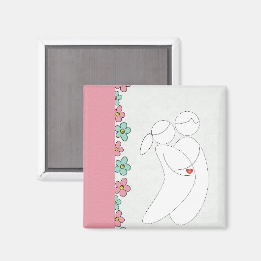 Zwangerschapsmagneet (roze) magneet (Voorkant / Achterkant)