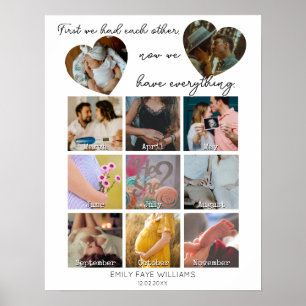 Zwangerschapsreis Fotocollage met Quote Heart Poster