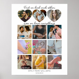 Zwangerschapsreis Fotocollage met Quote Heart Poster