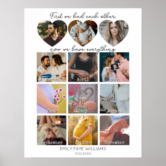 Zwangerschapsreis Fotocollage met Quote Heart Poster (Voorkant)