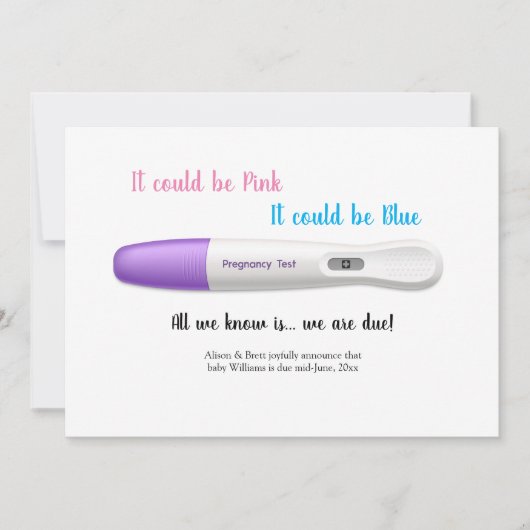Zwangerschapstest Aankondiging Kaart (Voorkant)