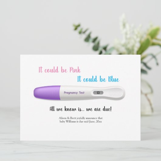 Zwangerschapstest Aankondiging Kaart (Staand voorkant)