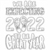 Zwangerschapsuitkondiging 2022 verwachten we sticker (Voorkant)