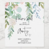 Zwangerschapsuitkondiging Baby tot nieuwe tante W Wijn Etiket (Enkel label)