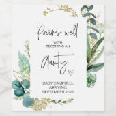 Zwangerschapsuitkondiging Baby tot nieuwe tante W Wijn Etiket (Enkel label)