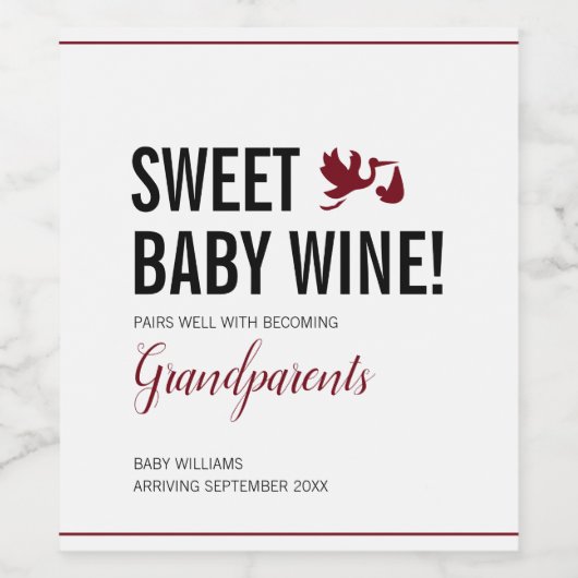 Zwangerschapsuitkondiging grootouders om te worden wijn etiket (Enkel label)