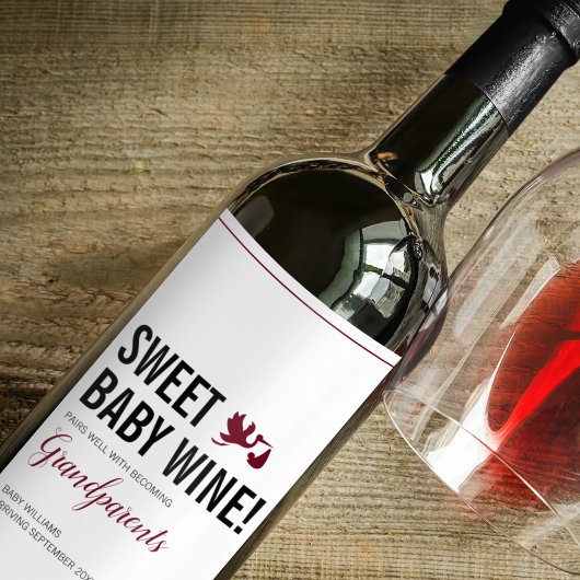 Zwangerschapsuitkondiging grootouders om te worden wijn etiket