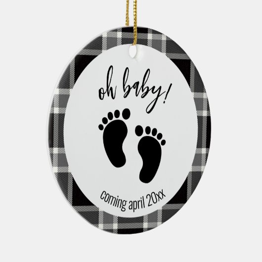 Zwangerschapsuitkondiging Zwarte Kerstmis Keramisch Ornament (Rechts)
