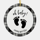 Zwangerschapsuitkondiging Zwarte Kerstmis Keramisch Ornament (Voorkant)