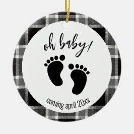 Zwangerschapsuitkondiging Zwarte Kerstmis Keramisch Ornament