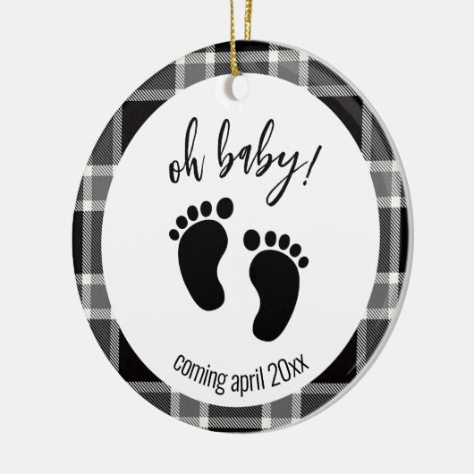 Zwangerschapsuitkondiging Zwarte Kerstmis Keramisch Ornament (Links)